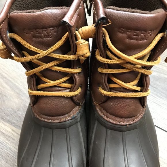 Sperry Top-Sider Saltwater Duck Boots Brown Waterproof Big Girl's Size 2 YG55362 - Picture 9 of 12